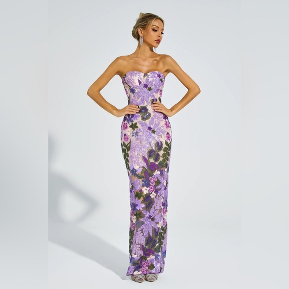 Bronx and Banco Dresses & Skirts - Bronx and Banco Lavender and Gold Embellished Sequin Dress